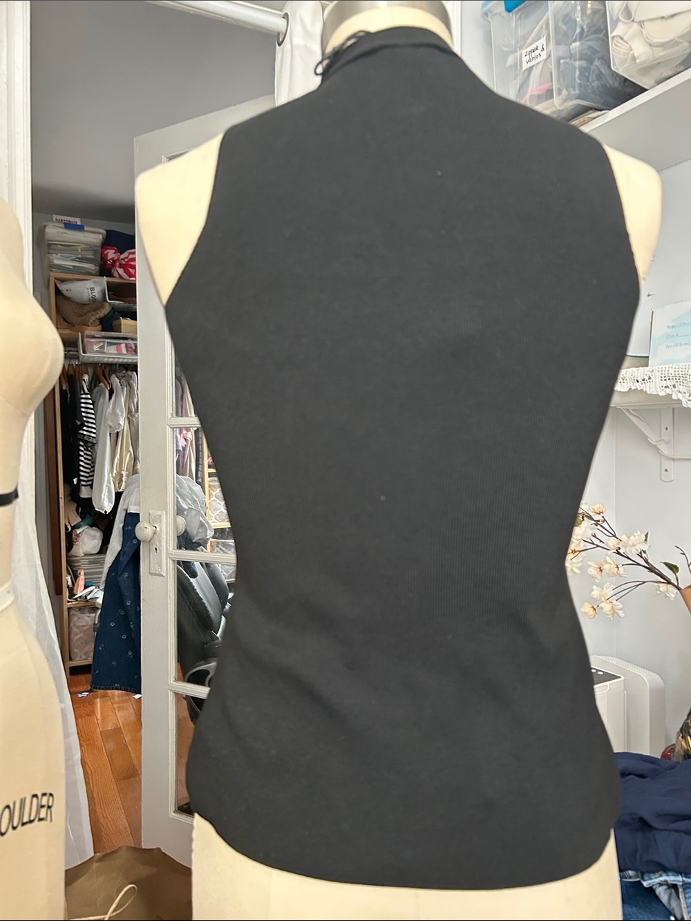 Mango Black One-Shoulder Mandarin-Style Knit Dress - Picture 4 of 4